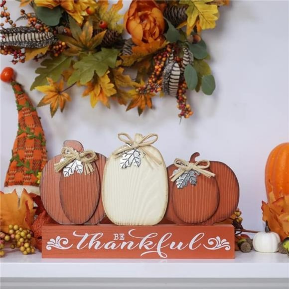 Accents | Large Wooden Pumpkin Sign Block Set Fall Decor With Autumn ...
